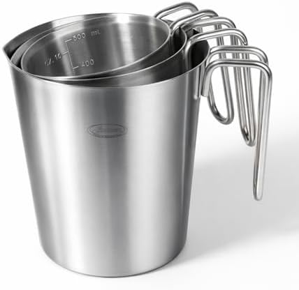 Newness 3-Pack Stainless Steel Measuring Cups Set, Metal Measuring Cup