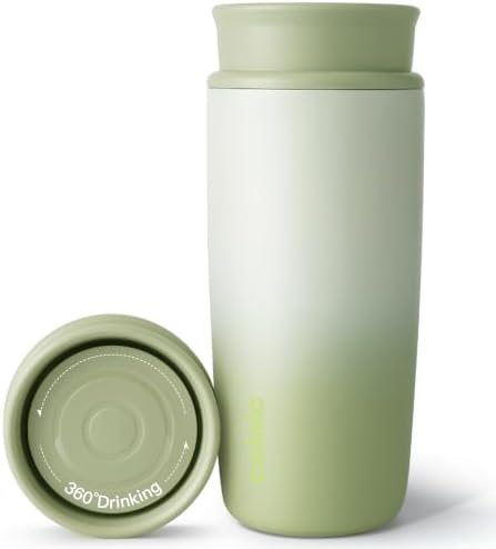 Travel Coffee Mug with 360°Lid, 12 oz Coffee Tumbler Insulated Travel Mugs for Hot and Cold, Vacuum Insulated Stainless Steel Coffee Cup Leak Proof Spill Proof-Misty Meadow