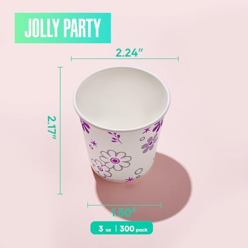 JOLLY PARTY 300 Pack 3oz Disposable Bathroom Cups, Paper Mouthwash Cups