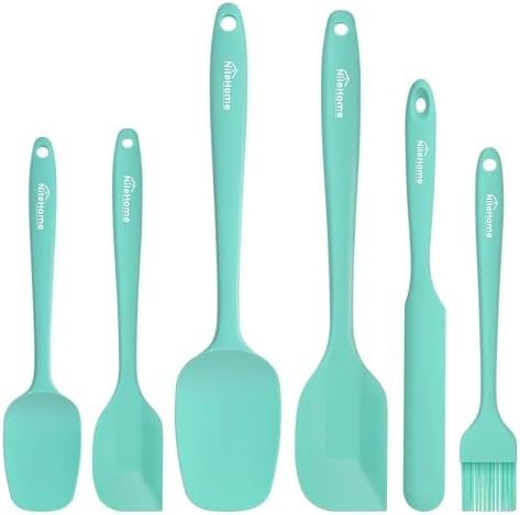 NileHome 6 Pieces Silicone Spatula Set with Silicone Brush,Turquoise