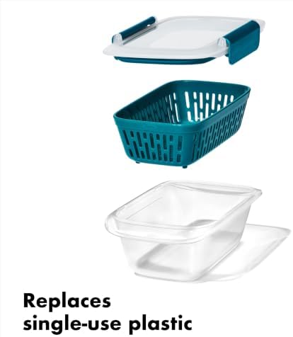 Prep & Go Fruit Storage Container with Colander, Teal