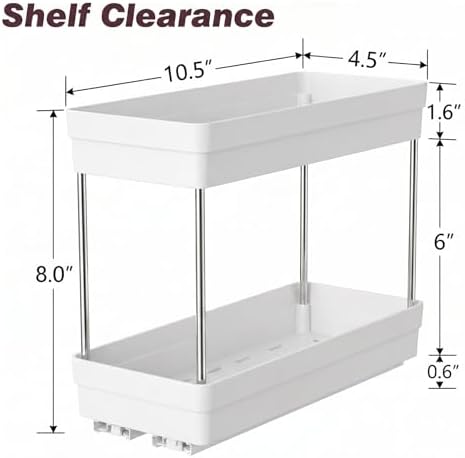Pull Out Spice Rack, 3 Pack 2-Tier Cabinet Organizer, White