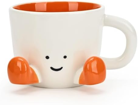 Coffee Mugs,Cute funny Mug For Women, 12.8oz/380ml Unique Ceramic Coffee Tea Cups, Office Mug Gift (orange)