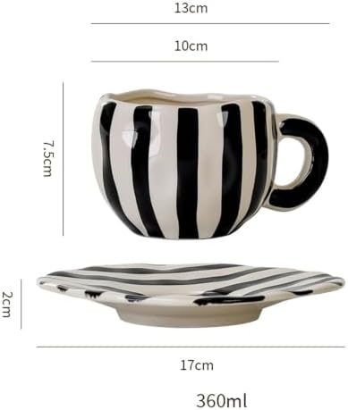 Espresso Cups Ceramic Coffee Mug Series European Striped Dot Coffee Cup And Saucer Mug Cake Plate Afternoon Tea Set Tea Cup And Saucer (Black 4)