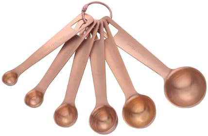 DOCBLACK Measuring Spoons, Heavy Duty 18/8 Stainless Steel Measuring Spoons Cups Set, Set of 6 for Gift Measuring Dry and Liquid Ingredients - Rose Gold