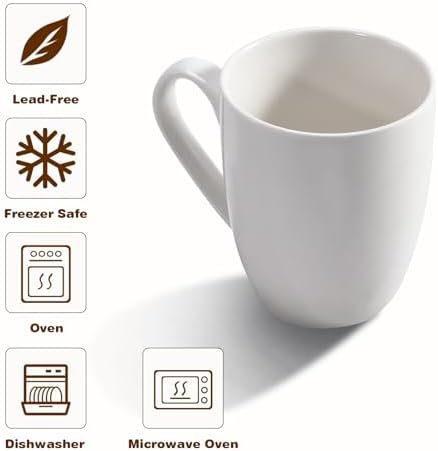 Large Ceramic Coffee Mugs Set of 4 16oz(475ml) Tea Cups Idea Gifts White