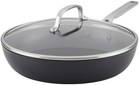 KitchenAid Induction Nonstick Frying Pan with Lid, 12.25-Inch, Matte Black