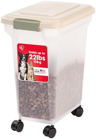 IRIS USA Dog Food Storage Container, Up to 22 lbs, Almond, Made in USA