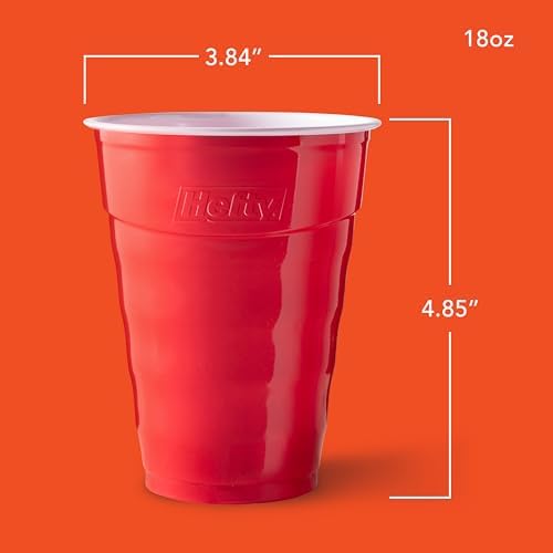Hefty Party On Disposable Party Cups, Red, 18oz, 30 Count (Pack of 12)
