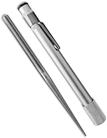 Wamery Serrated Knife Sharpener, Retractable Diamond Rod Pocket (Silver)