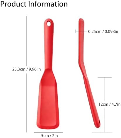 【2 Pack】Kunovo Small Spatula for Nonstick Cookware Mini Spatulas for kitchen Use,Heat-Resistant Silicone Thin Spatula Cooking Baking (2 Pack-Red)