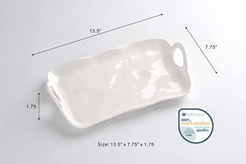 Pampa Bay Shatterproof Melamine Small Platter, 13.5 x 7.8 Inch, Food, Freezer, Dishwasher Safe, White