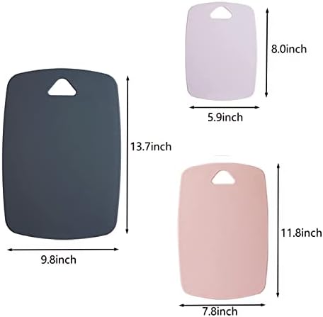 Cutting Boards for Kitchen,Plastic Cutting Board Set of 3, Thick Chopping Boards for Meat, Veggies, Fruits, with Easy Grip Handle,Dishwasher Safe (Pink, 3Pcs) (Pack of 2)