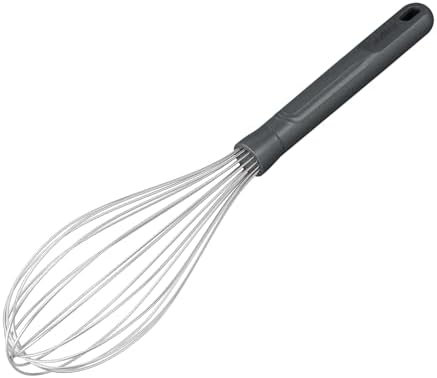Zyliss Balloon Whisk - Sustainable Wheatstraw Handle Wire Head Whisk - Nonstick Heat-Resistant Cooking Tool for Whisking, Beating, & Mixing Cookware - Easy to Use - 11.8" x 2.5" - Beluga Grey - Large
