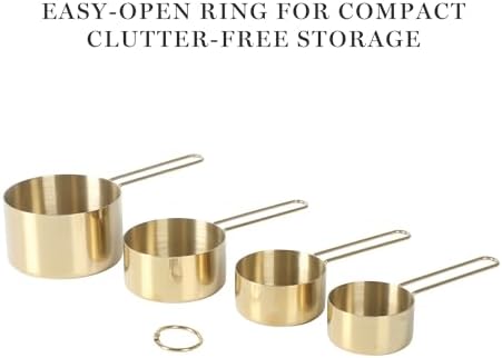 Martha Stewart Richburn 4-Piece Gold Stainless Steel Measuring Cup Set – Durable and Stylish Kitchen Measuring Tools for Baking and Cooking (Pack of 6)