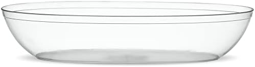 PLASTICPRO Disposable Oval Serving Bowls, Party Snack or Salad Bowl, 32-Ounce, Plastic Crystal Clear Pack of 4