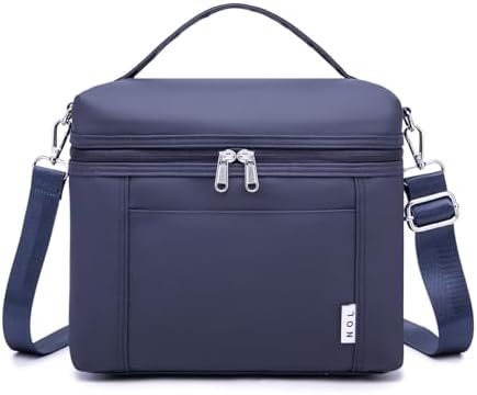 NOL 8L Insulated Lunch Bags for Women Cooler Bag Lightweight Nylon Waterproof Lunch Box For Work (Navy blue, Medium(normal))