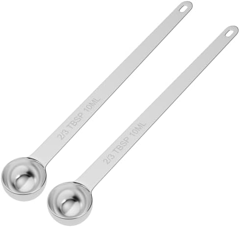 2PCS 2/3TBSP(10ml) Extra Long Handle Measuring Spoon, 18/8 Stainless Steel