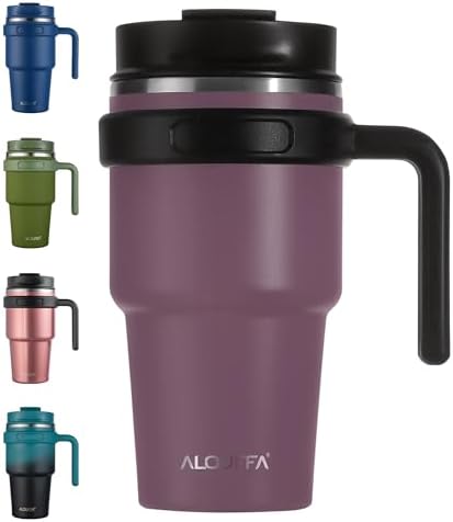 20 oz Insulated Travel Coffee Mug Tumbler with Handle and Straw