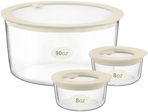 Urban Green Glass Food Container Set with Glass Lid, 3 Pack, Meal Prep Containers with Silicone Airtight Lid, 1 Large Glass Salad Bowl, 2 small dressing containers,Leakproof, 100% Plastic Free
