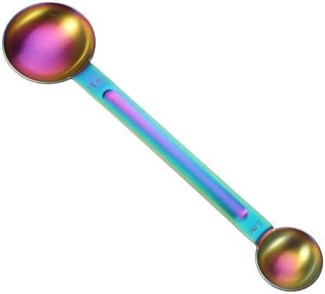Double Sided Measuring Spoon Stainless Steel Coffee Scoop Teaspoon Measuring Spoon 1 Tsp (5ml) & 1 Tbsp (15ml) Dual-Measure Long-Handle Spoons Coffee Measurings Spoons (Colorful)