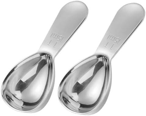 2 Pack 15ml (1 Tablespoon) 304 Stainless Steel Coffee Scoop, Short Handle Measuring Spoon for Ground Coffee/Beans, Fits in Canisters