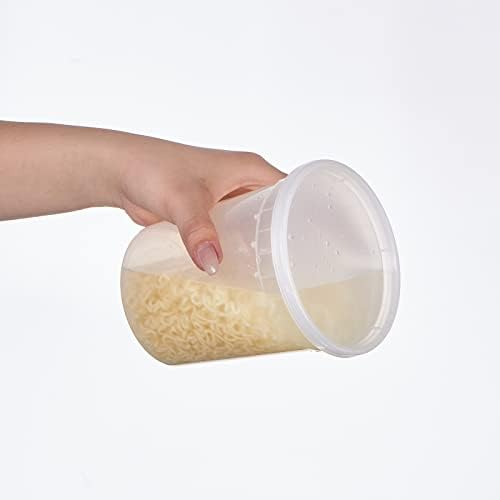 [32 oz. -24 Sets ] Plastic Deli Food Storage Soup Togo Containers With Airtight Lids Clear Disposable Takeout Quart Container Freezer Safe | Meal Prep | Stackable | Leakproof | BPA Free | Microwavable
