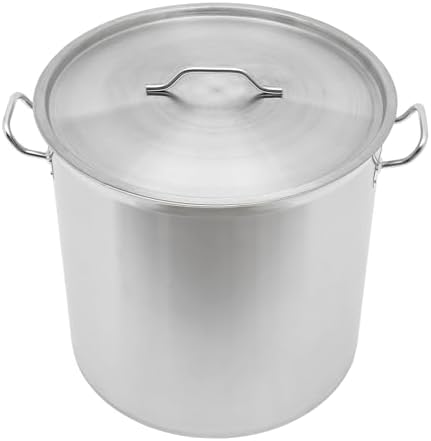 Stainless Steel Stockpot, 100 Quart Large Cooking Pots, Cookware Sauce Pot with Lid, Heavy Duty Commercial Kitchen Grade Stock Pot for Soup, Stew & Sauce, Riveted Silicone Handle