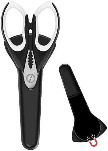 1 Pack Sharp Kitchen Scissors Set with Magnetic Holder, White