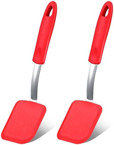 2 Pcs Mini Silicone Cookie Brownie Spatula,Solid Flat,Red