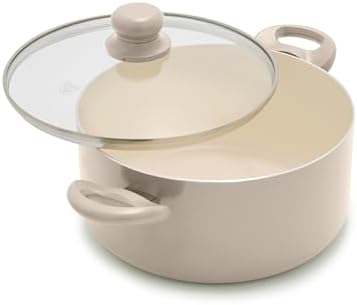 GreenLife 5QT Ceramic Nonstick Stockpot with Lid, Beige Taupe