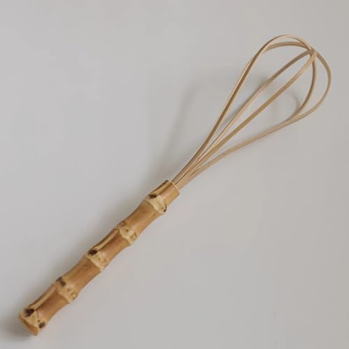 Handmade Bamboo Whisk, 10 Inch Uncoated Wooden Whisk for Cooking