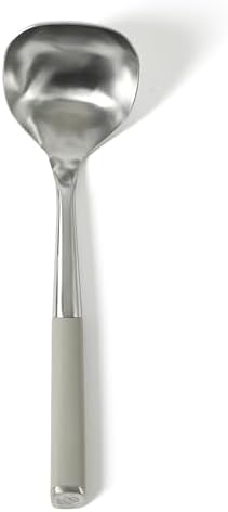 Calphalon Edge Soup Ladle, Stainless Steel Soup Ladle, Serving Ladle with Silicone Handle, Heat-Resistant Nonstick-Safe Kitchen Ladle for Soups, Sauces & Stews, Taupe
