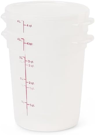 Cambro Food Storage Containers with Lids (BPA-Free) - 4 Quart - Food Grade Buckets with Lids (4 Pack) - For Dough Proofing and Brining (Translucent)