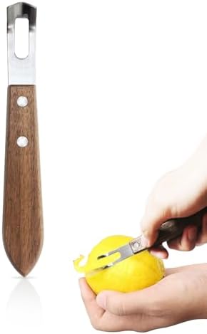 Channel Knife for Cocktails, Lemon Twist Tool and Citrus Peeler, Orange Peeler for Old Fashioned, Stainless Steel Bar Peeler with Walnut Handle for Home Bar Garnishes