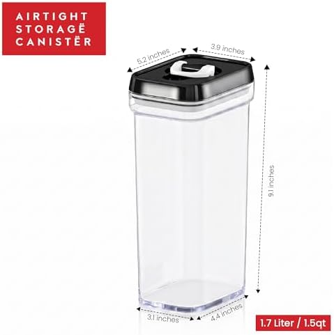 DWËLLZA KITCHEN Airtight Food Storage Containers with Lids – 4 Piece Set Air Tight Kitchen Storage Containers Clear Pantry Organization and Storage Set BPA-Free - Keeps your Food Fresh & Dry