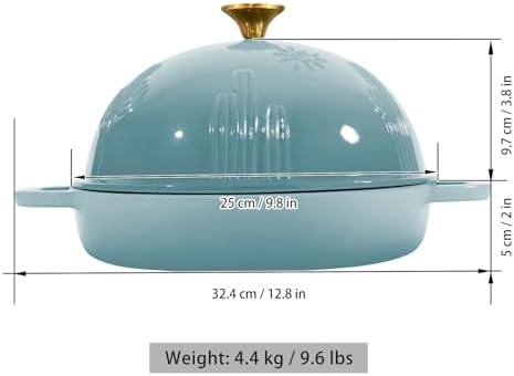 Flavehc Cast Iron Bread Oven With Cloche Lid for Baking - Blue Enameled Dutch Oven With Dome Lid for Sourdough - 5 qt