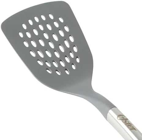 Oster Chadswyck 13” Slotted Turner Spatula, Heat Resistant Silicone Head, Stainless Steel Handle, Safe for Nonstick Cookware, Dishwasher Safe