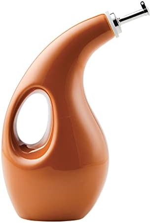 Rachael Ray 48466 Ceramic EVOO Oil and Vinegar Dispensing Bottle with Spout, 24 Ounce - Pumpkin Orange