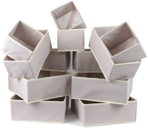 Fordonral 12 Pack Drawer Organizer Clothes, Foldable Fabric Dresser Organizer Closet Organizers and Storage Box for Underwear,Folded Clothes,Baby Clothing,Socks,Bra,Towels,Ties(12 Pack,Pink)