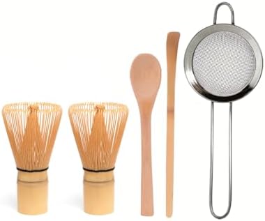 Matcha Whisk Set with 2-pack Bamboo Matcha Whisk, Sifter,Tea Scoop