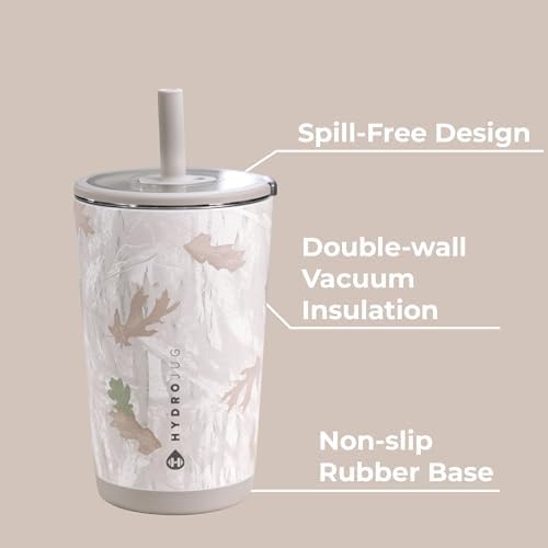 HydroJug Everyday Tumbler 14 oz, Ceramic-Lined Straw Cup, Camo