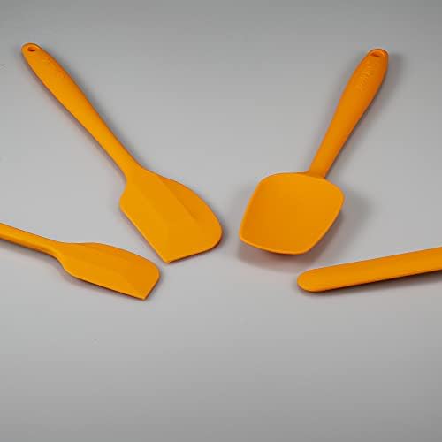4 Piece Silicone Spatula Set, Flexible Heat Resistant Non-scratch Baking Cooking Rubber Spatulas with Stainless Steel Core, Orange