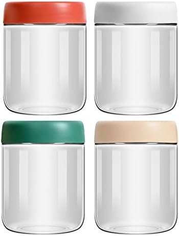EONJOE 4-Pack Overnight Oats Containers with Lids 16oz Glass Mason Jars Meal Prep Salad Food Cereal Snacks Pudding Yogurt Storage