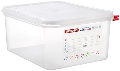 Araven Airtight Container, Food Pan with Lid for Storage in Kitchen and Restaurant, 1/2 GN 6" Deep, 1 Count, Clear