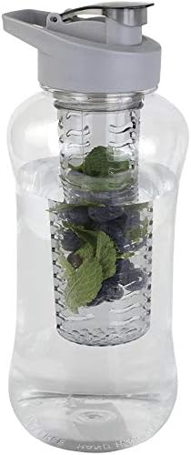 JOEY'Z Large (60 oz - Half Gallon) Fruit Infuser Water Bottle BPA Free for Travel, Workouts, Camping, Sports Bottle