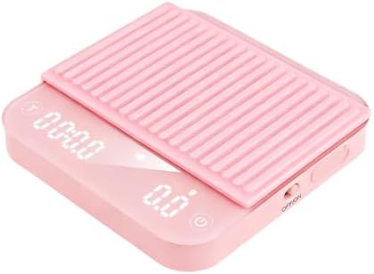 ShanSon Mini Coffee Scale with Timer,0.1g High Precision Espresso Scale,2kg/0.1g Digital Kitchen Scale with Flow Rate,USB-C Rechargeable,Waterproof Surface,Auto Timer for Pour Over & Espresso,Pink