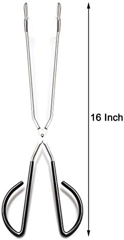 Hiash 16 Inch Extra Long Stainless Steel Kitchen Scissor Tongs, Non-Slip Comfortable Red Grip, Heat Resistant for BBQ and Cooking