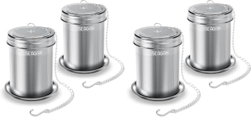 HOUSE AGAIN Tea Infuser, Extra Fine Mesh Tea Infusers for Loose Tea, 18/8 Stainless Steel Tea Strainer with Extended Chain Hook, Tea Steeper for Brew Tea, Spices & Seasonings Small × 2 (Pack of 2)