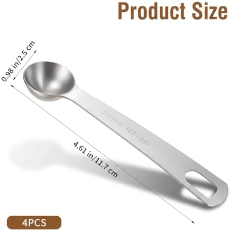 4 PCS 1/2 Teaspoon Scoop, Stainless Steel 1/2 Tsp Measuring Spoon